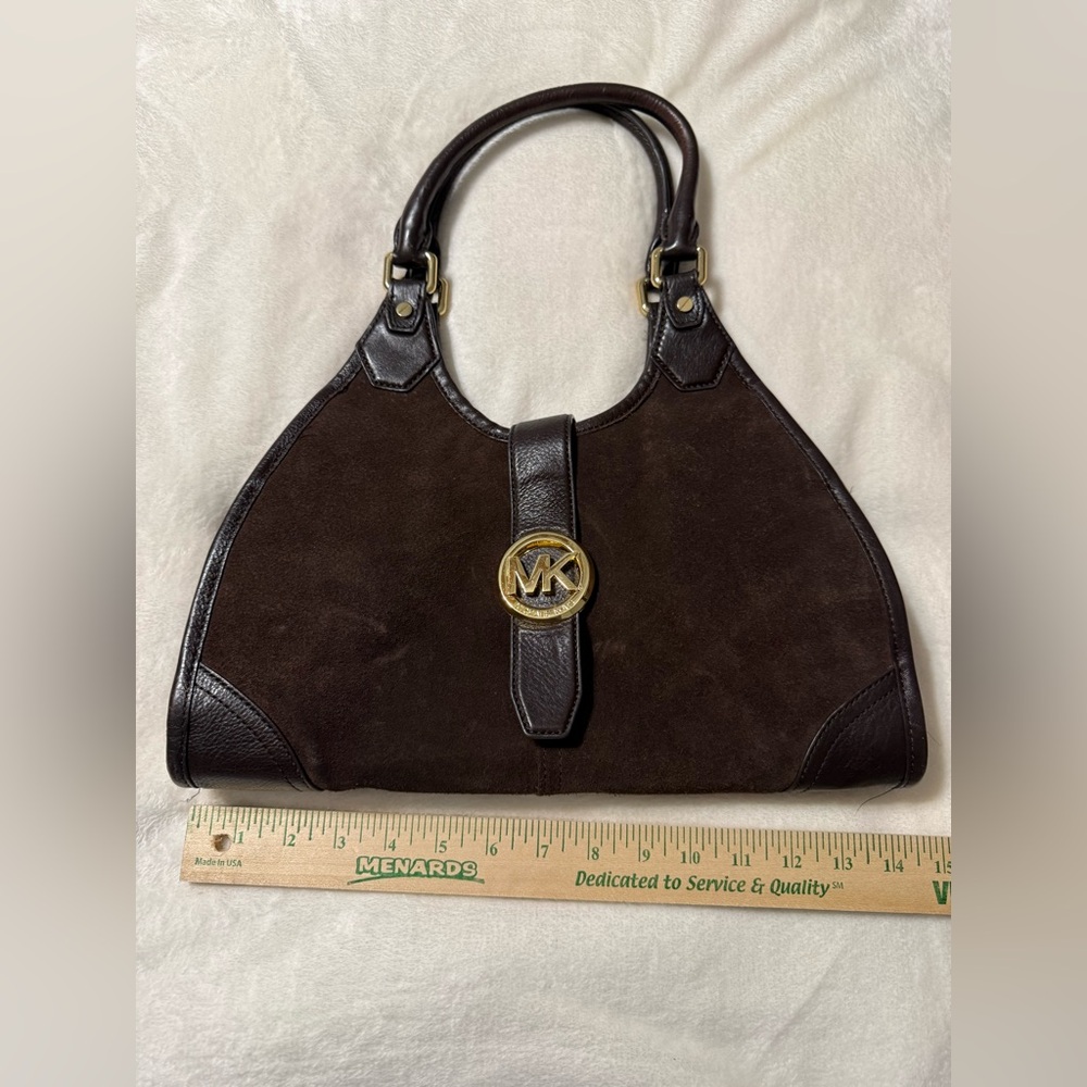 Michael Kors Hudson Suede  Brown Large Tote - Picture 3 of 6